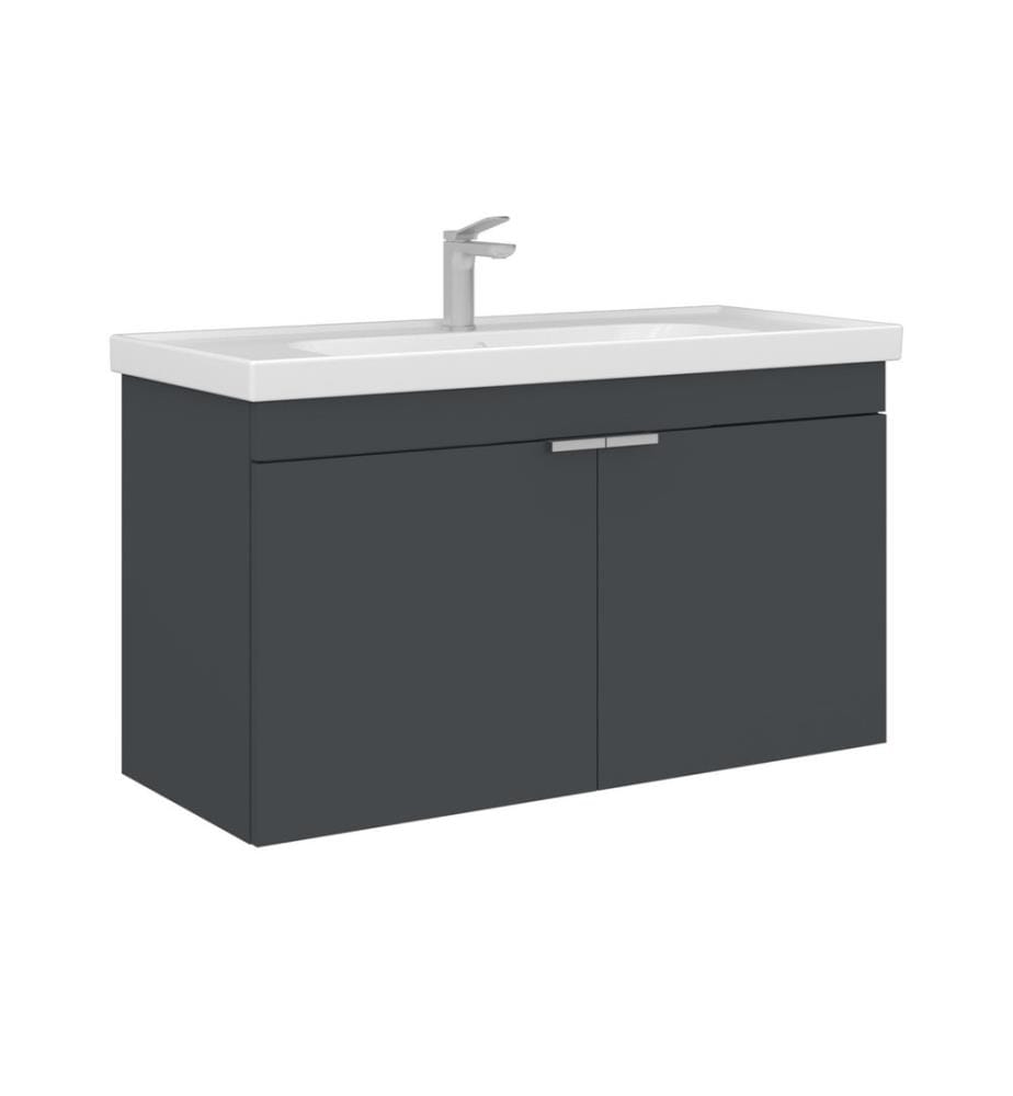 Badezimmerschrank mit Waschbecken mattes Anthrazit 100 % melaminbeschichtete MDF-Platte