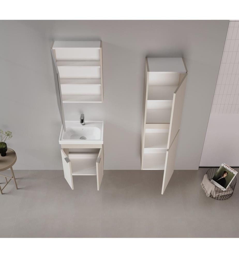 Meuble de salle de bain avec lavabo couleur sable 100 % MDF revêtu de mélamine