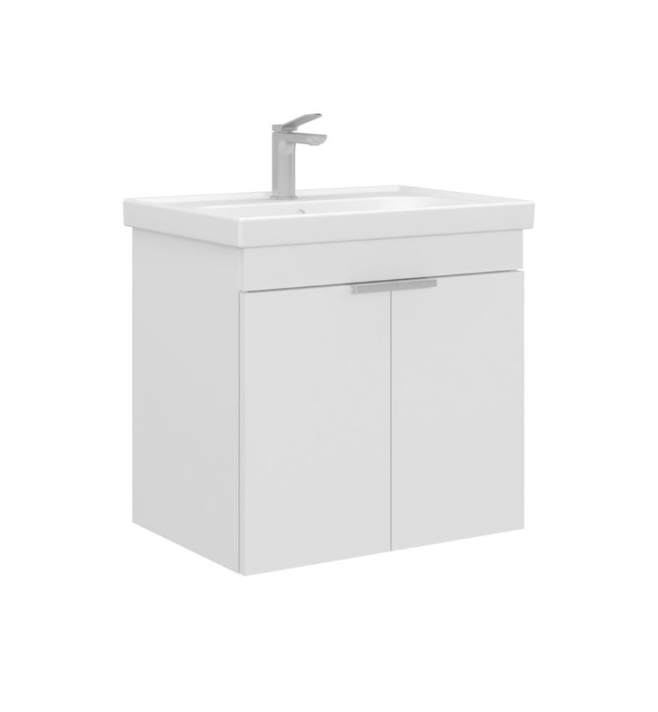 Badezimmerschrank mit Waschbecken mattweiss 100 % melaminbeschichtete MDF-Platte