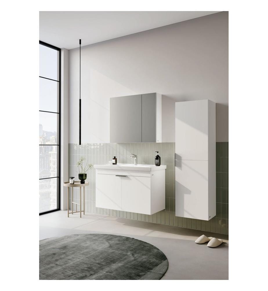 Meuble de salle de bain avec lavabo blanc mat MDF 100 % revêtu de mélamine