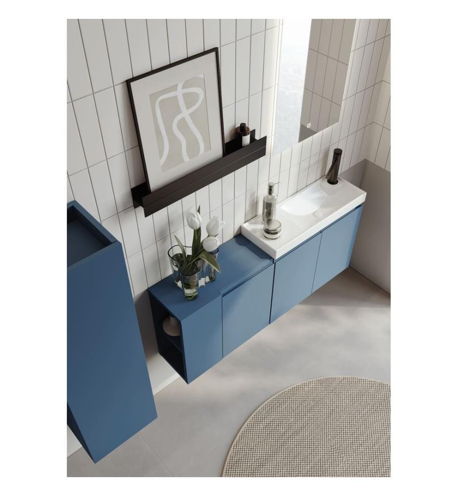 Meuble de salle de bain bleu pétrole 100 % MDF PET mat