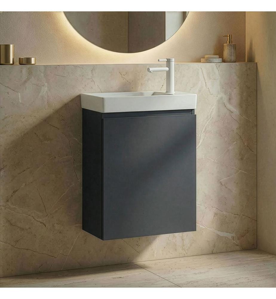 Meuble de salle de bain avec lavabo anthracite mat 100 % MDF PET mat