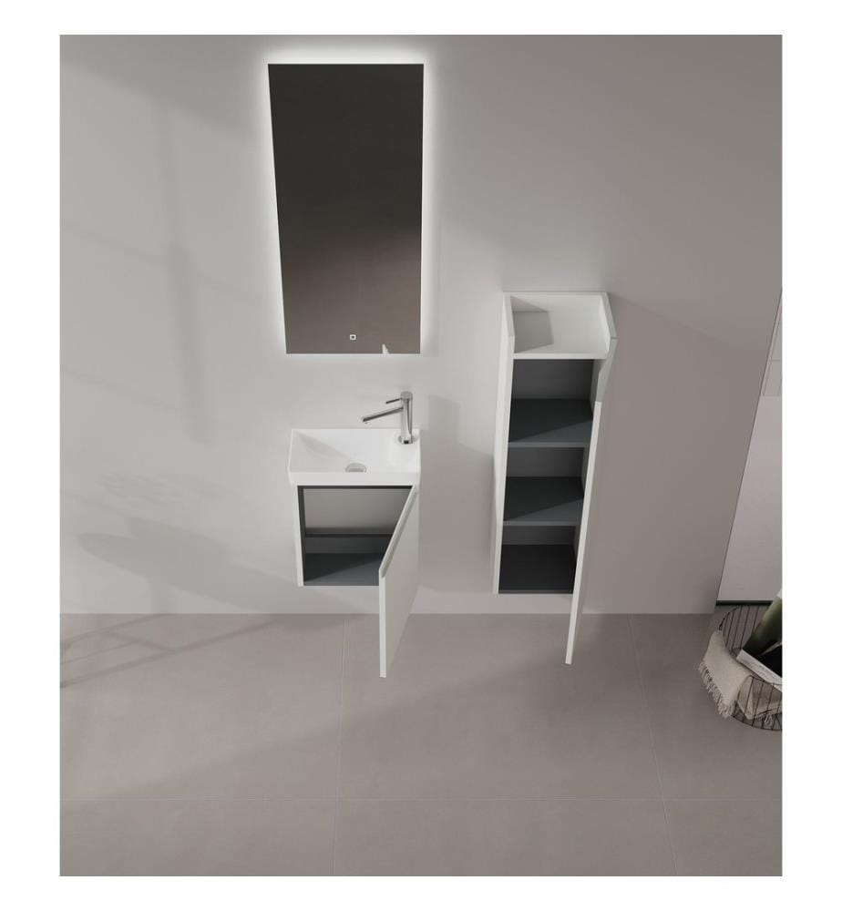 Meuble de salle de bain avec lavabo coloris cachemire mat 100 % MDF PET mat