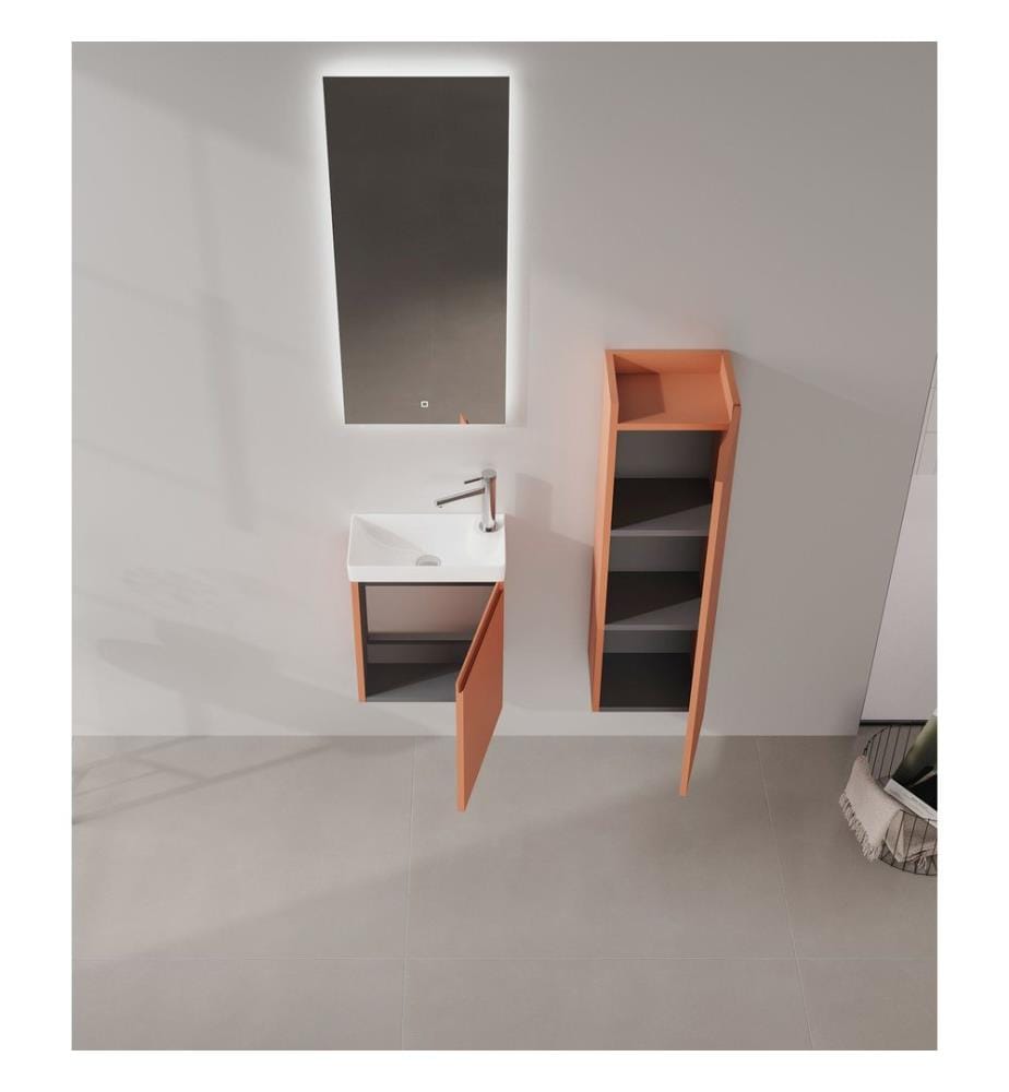 Meuble de salle de bain avec lavabo couleur cannelle mate 100 % MDF PET mat