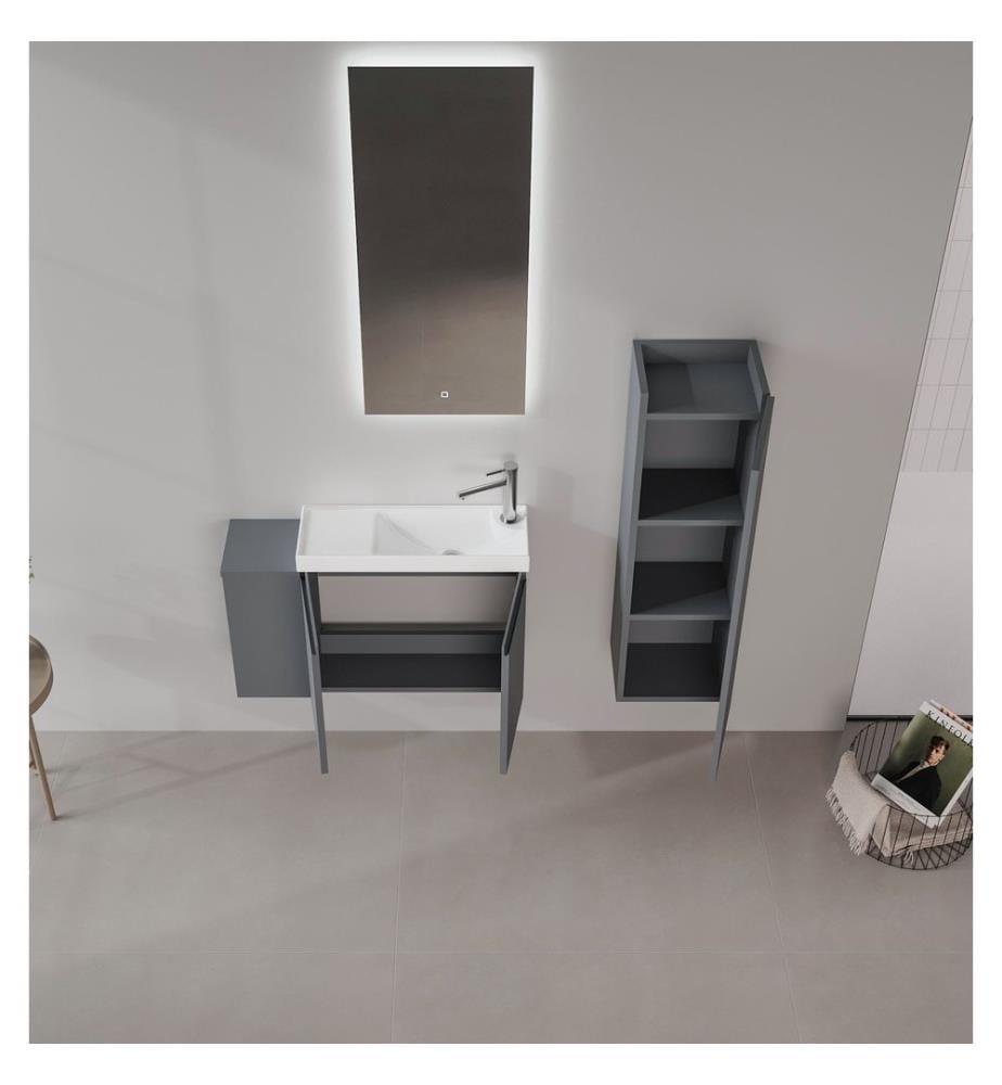 Meuble de salle de bain avec lavabo anthracite mat 100 % MDF PET mat