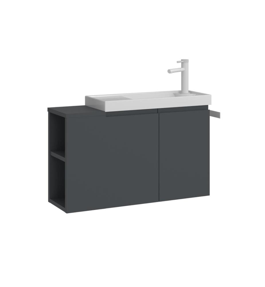 Meuble de salle de bain avec lavabo anthracite mat 100 % MDF PET mat