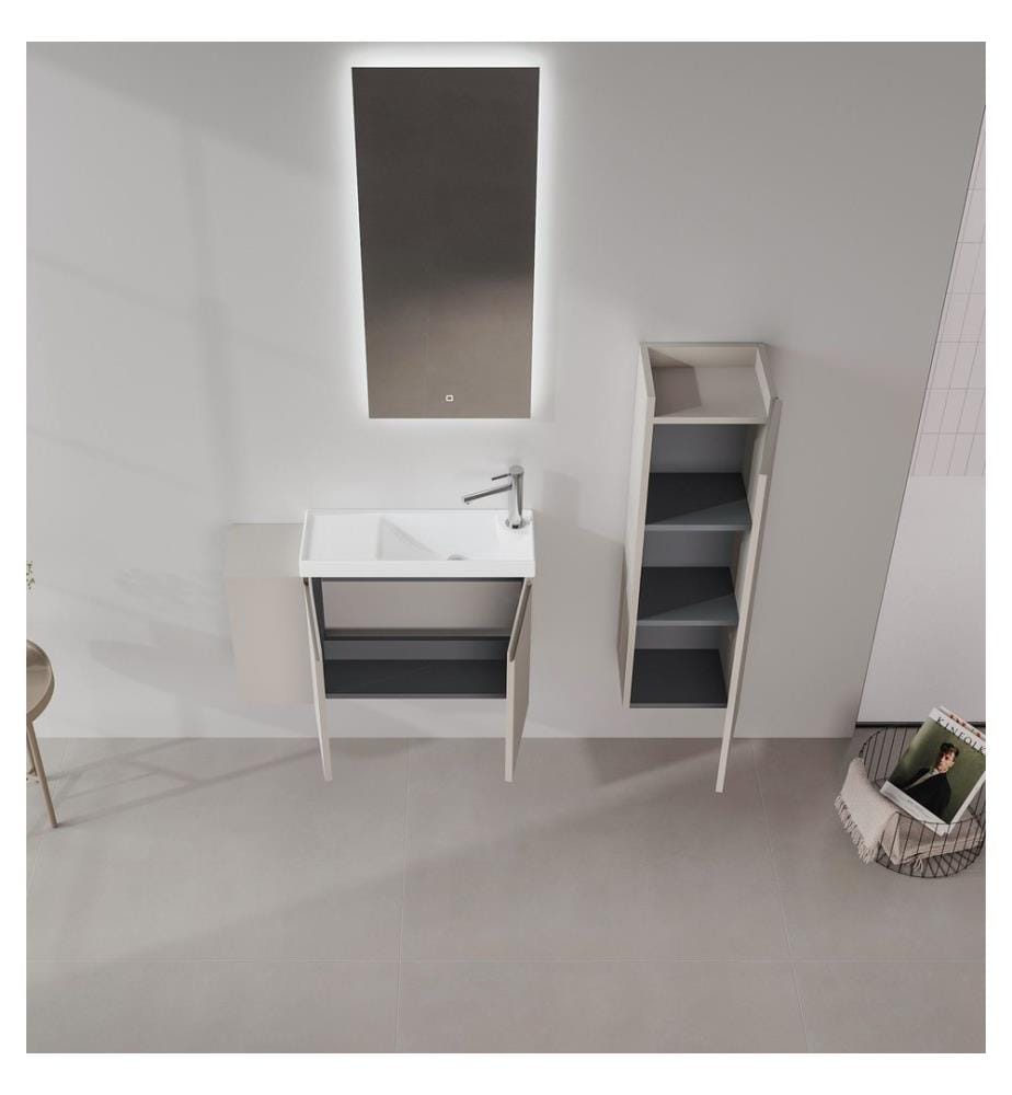 Meuble de salle de bain avec lavabo vison mat 100 % MDF PET mat