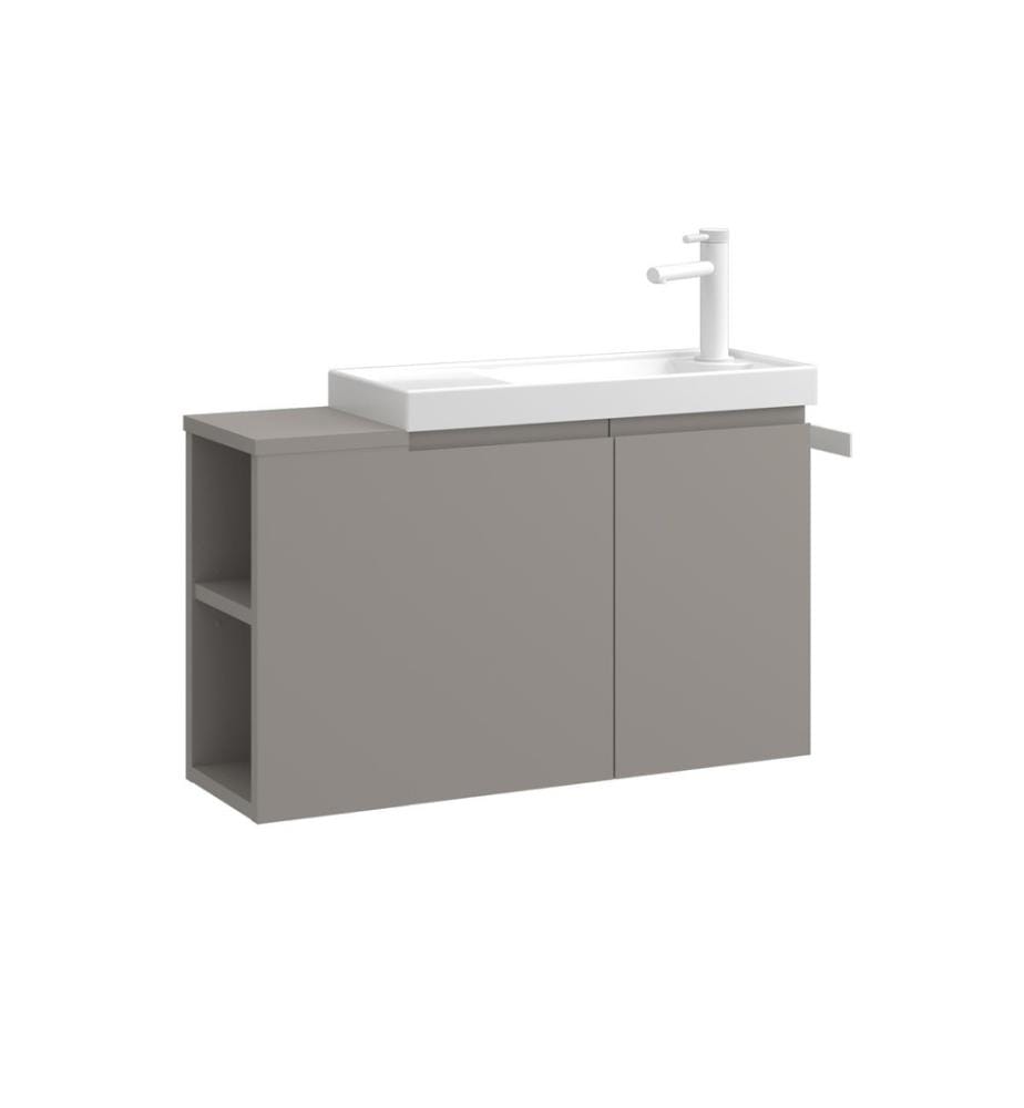 Meuble de salle de bain avec lavabo vison mat 100 % MDF PET mat