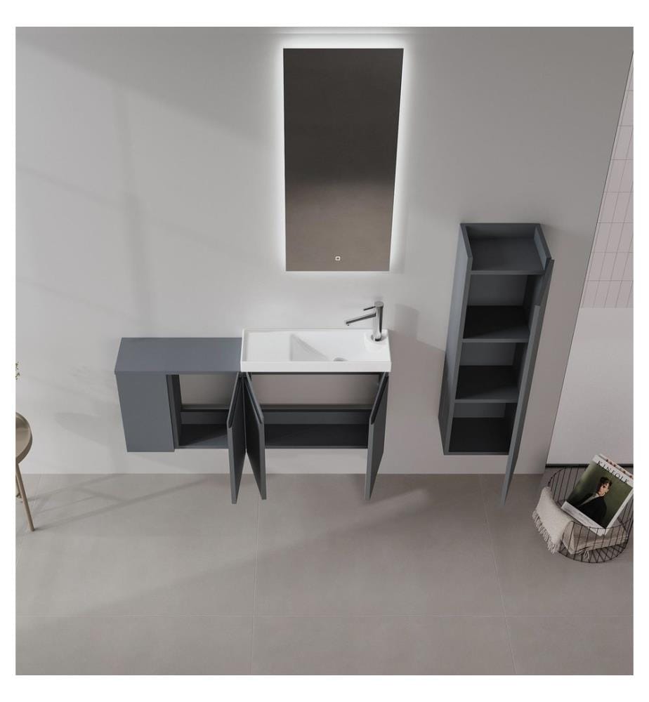 Meuble de salle de bain avec lavabo anthracite mat 100 % MDF PET mat