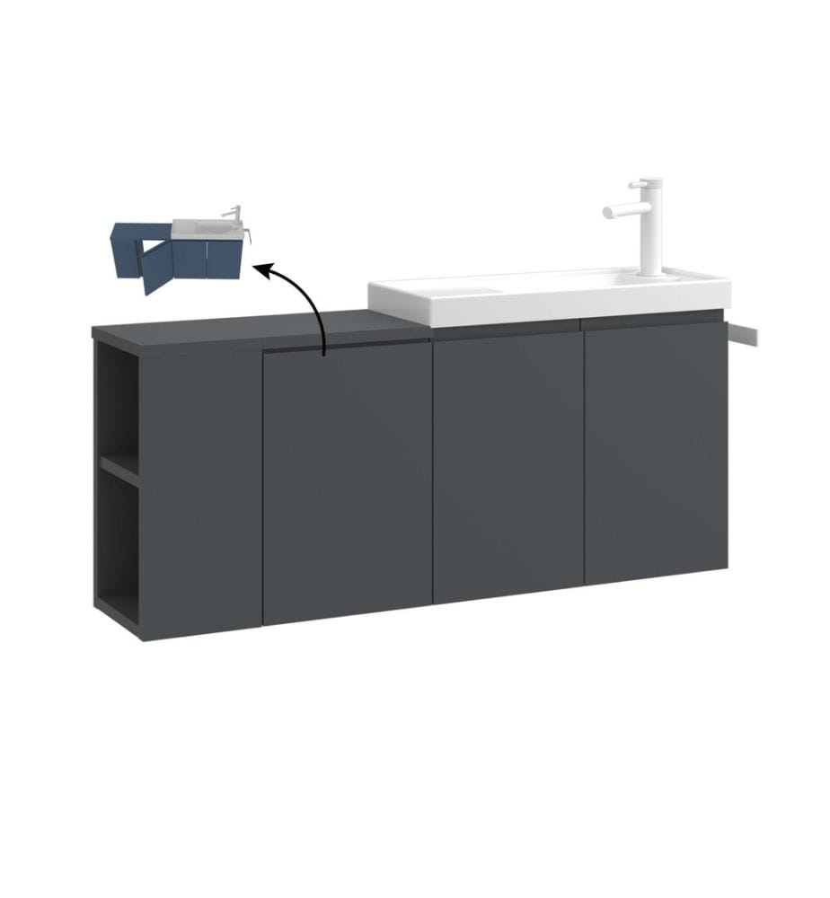 Meuble de salle de bain avec lavabo anthracite mat 100 % MDF PET mat
