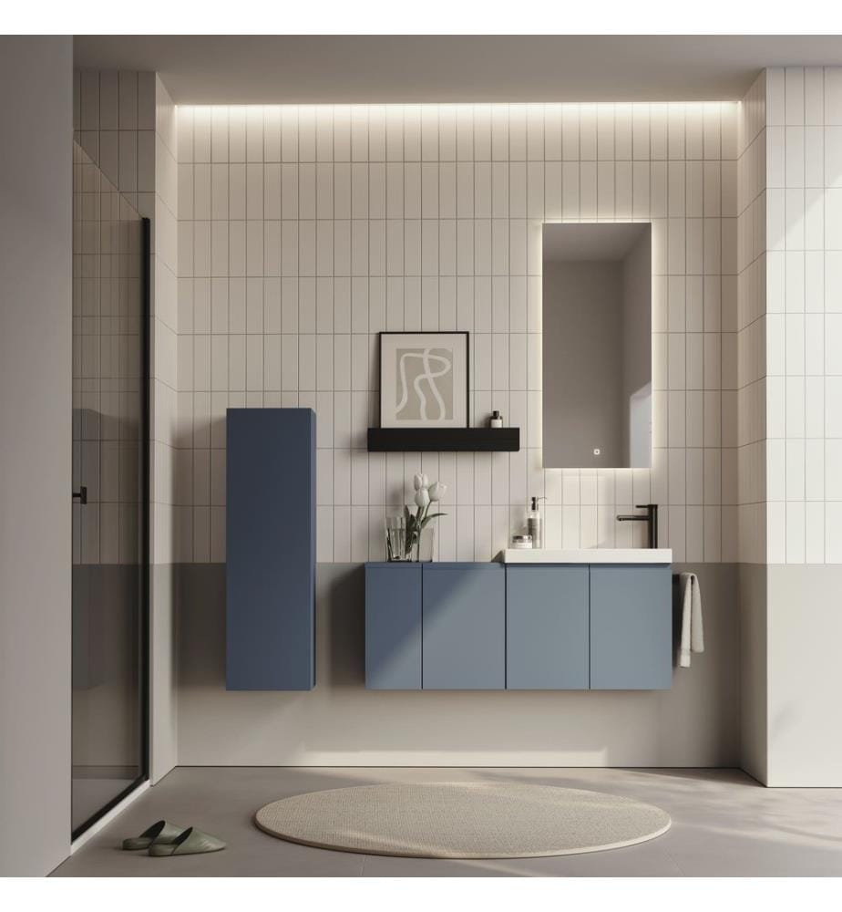 Badezimmerschrank mit Waschbecken Petrolblau 100 % matte PET-MDF-Platte