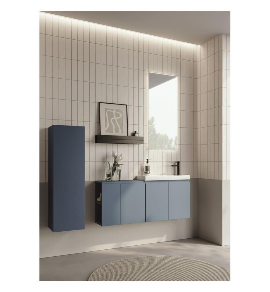 Badezimmerschrank mit Waschbecken Petrolblau 100 % matte PET-MDF-Platte