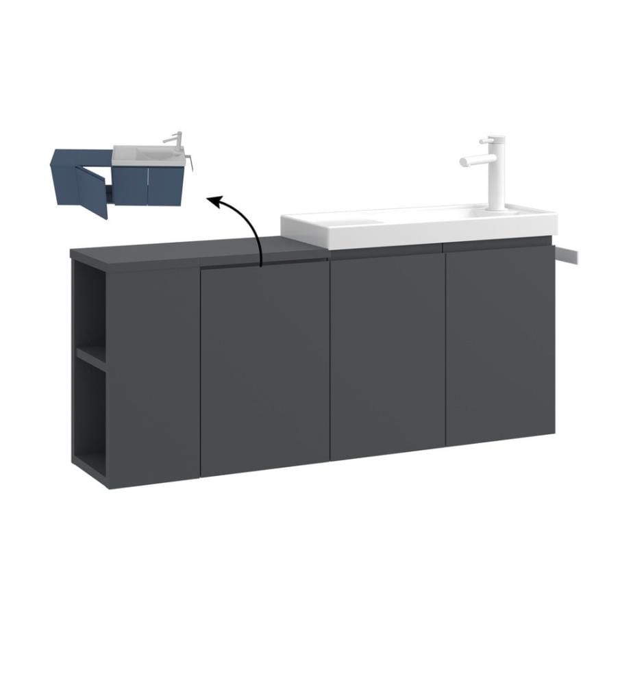 Meuble de salle de bain avec lavabo anthracite mat 100 % MDF PET mat