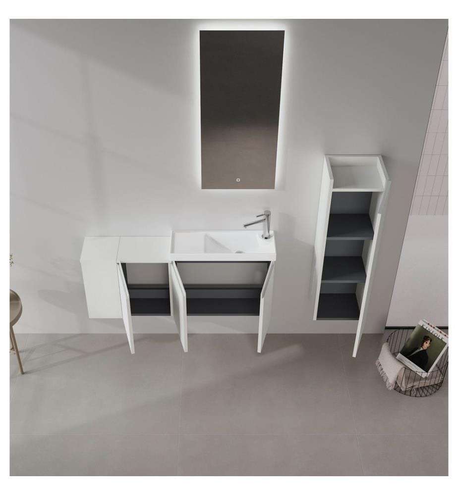 Meuble de salle de bain avec lavabo coloris cachemire mat 100 % MDF PET mat