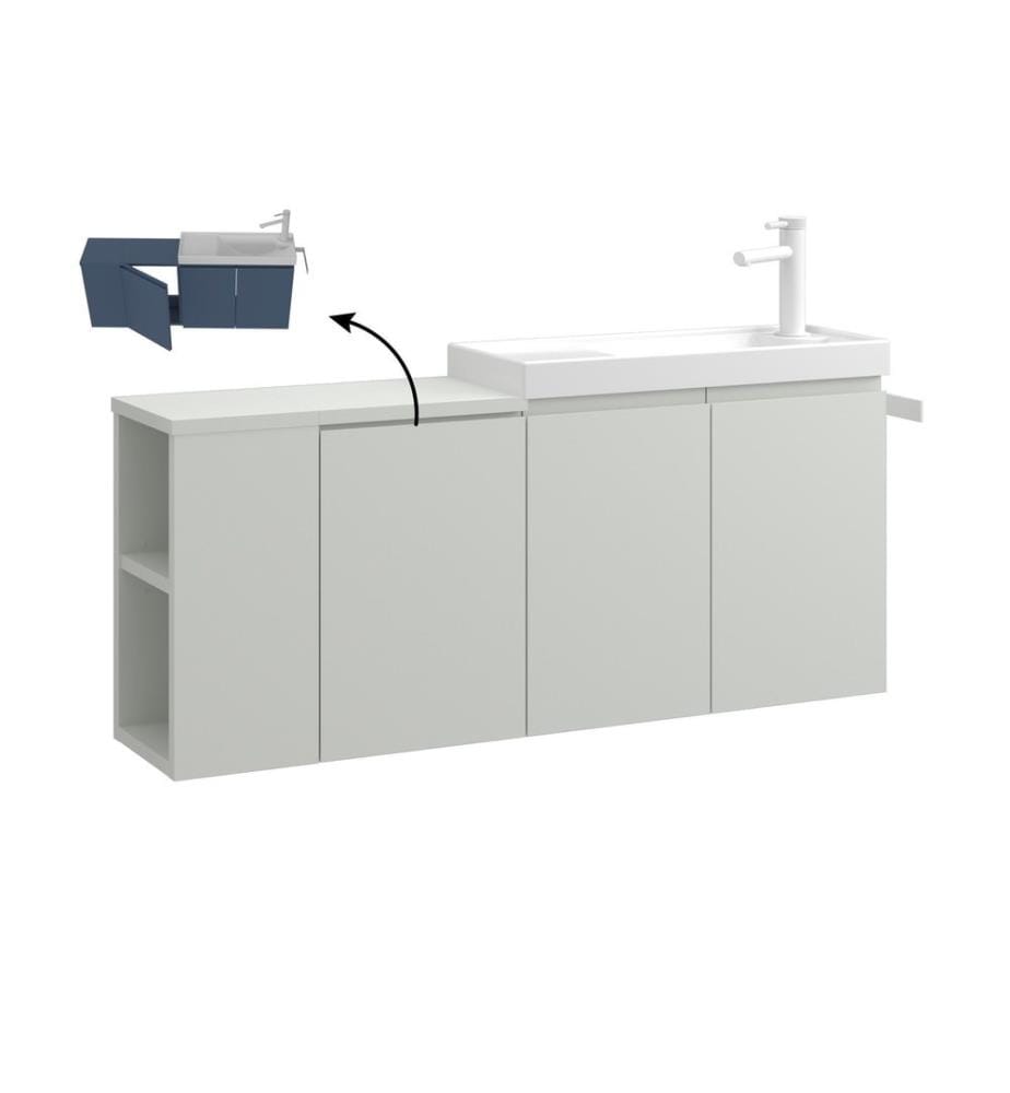 Meuble de salle de bain avec lavabo coloris cachemire mat 100 % MDF PET mat