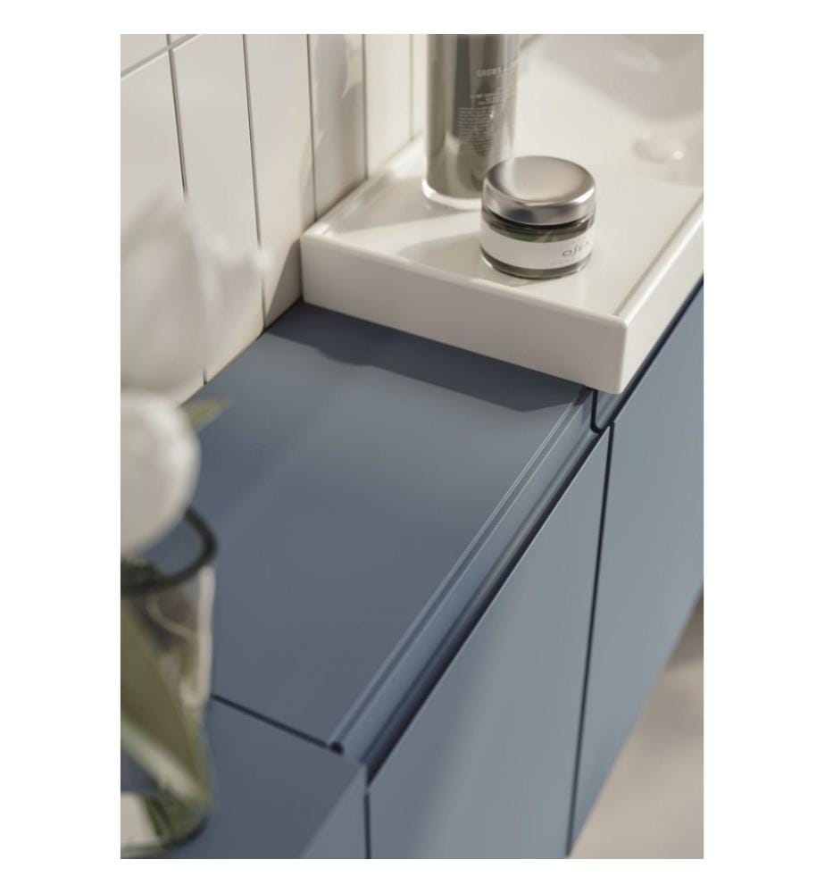 Badezimmerschrank mit Waschbecken Petrolblau 100 % matte PET-MDF-Platte