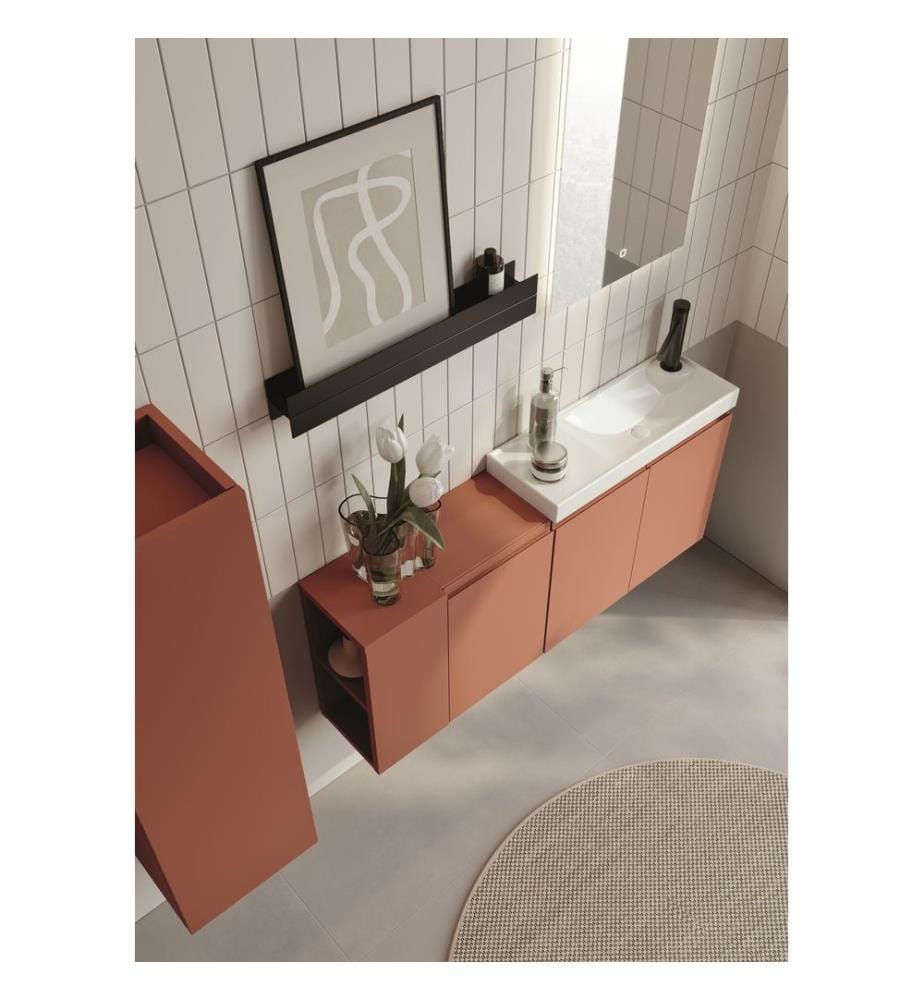 Meuble de salle de bain avec lavabo couleur cannelle mate 100 % MDF PET mat