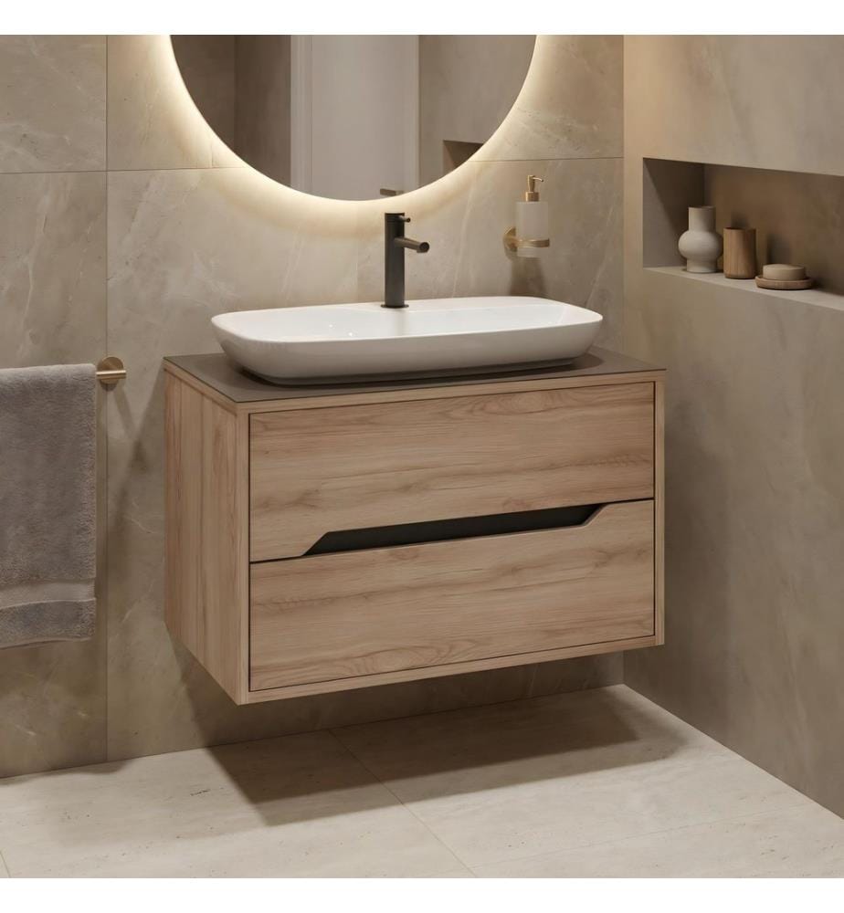 Meuble de salle de bain avec lavabo chêne panneau de particules 100 % recouvert de mélamine