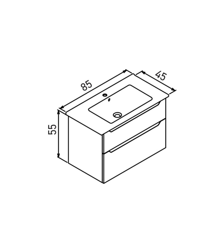 Meuble de salle de bain avec lavabo blanc mat MDF 100 % revêtu de thermomoulage
