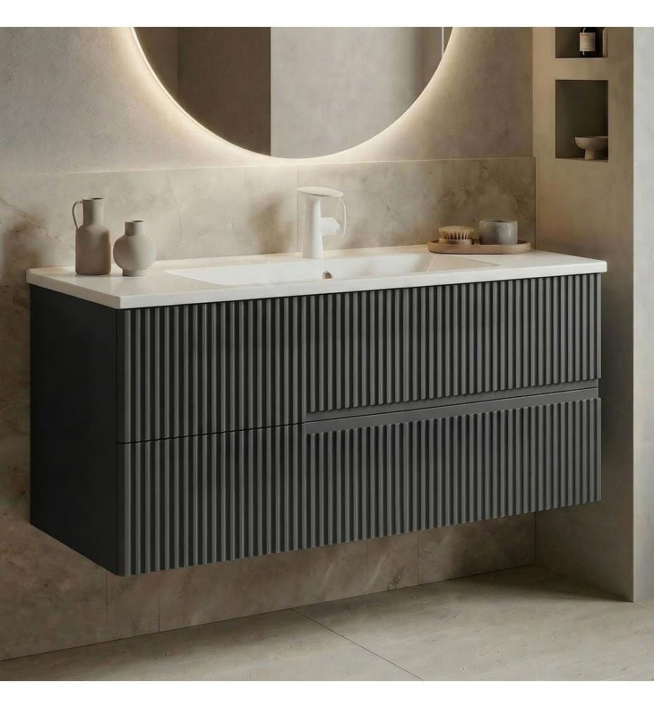 Meuble de salle de bain avec lavabo anthracite mat 100 % MDF laqué mat