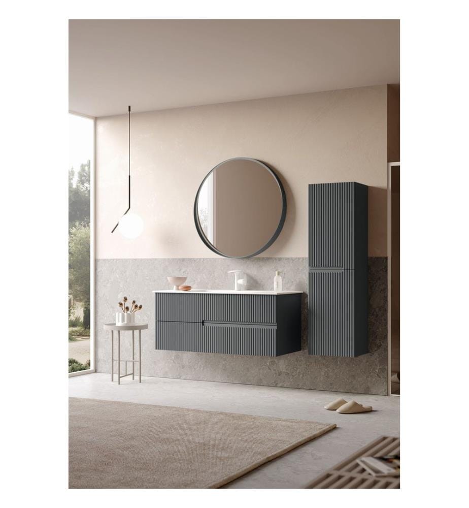 Meuble de salle de bain avec lavabo anthracite mat 100 % MDF laqué mat