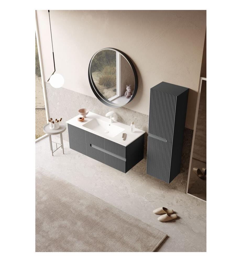 Meuble de salle de bain avec lavabo anthracite mat 100 % MDF laqué mat