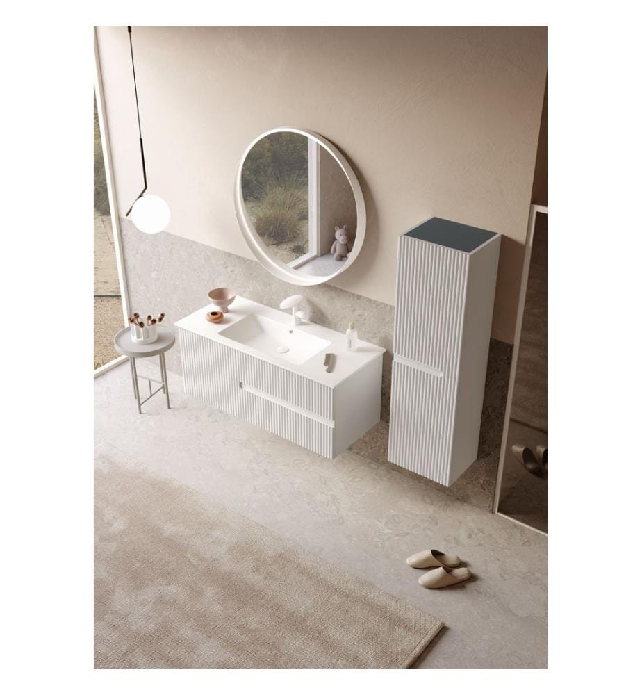 Meuble de salle de bain avec lavabo blanc mat 100 % MDF laqué mat
