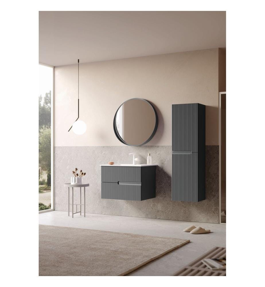 Meuble de salle de bain avec lavabo anthracite mat 100 % MDF laqué mat