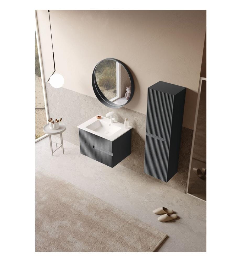 Meuble de salle de bain avec lavabo anthracite mat 100 % MDF laqué mat