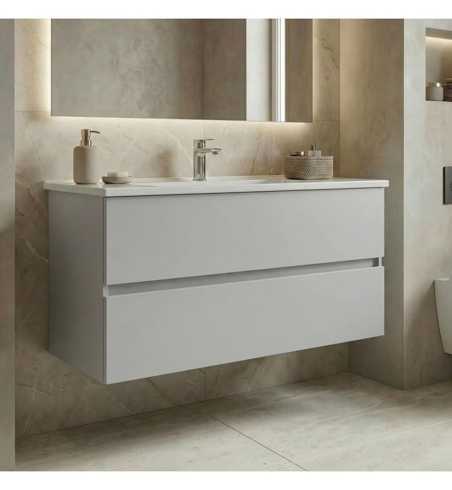 Badezimmerschrank mit Waschbecken mattes Kaschmir 100 % matt lackiertes MDF