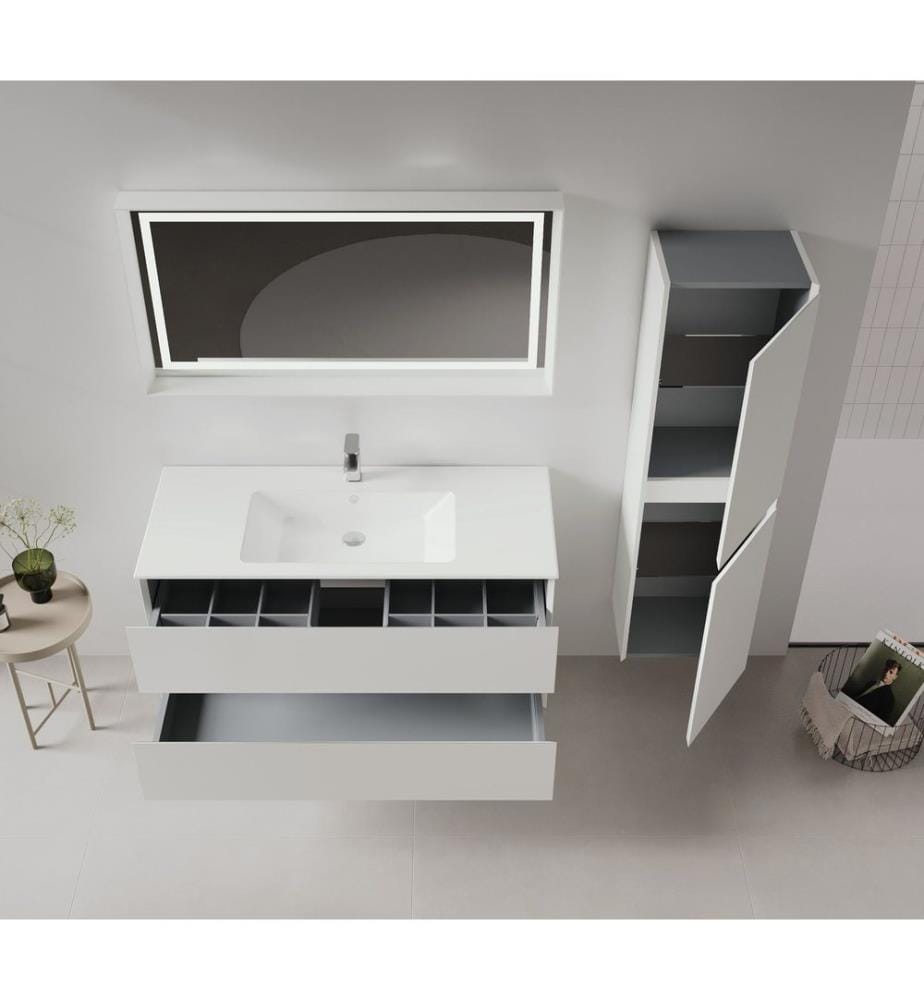 Badezimmerschrank mit Waschbecken mattes Kaschmir 100 % matt lackiertes MDF