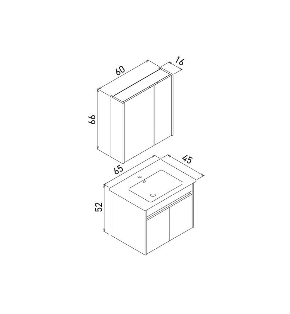 Ensemble meuble de salle de bain avec lavabo et miroir 2 pièces gris MDF PET 100 % brillant