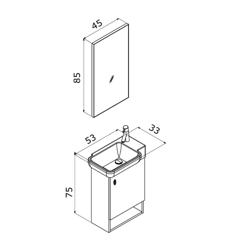 Badezimmerschrank mit Waschbecken und Spiegel 2-teilig Eiche 100 % melaminbeschichtete Spanplatte