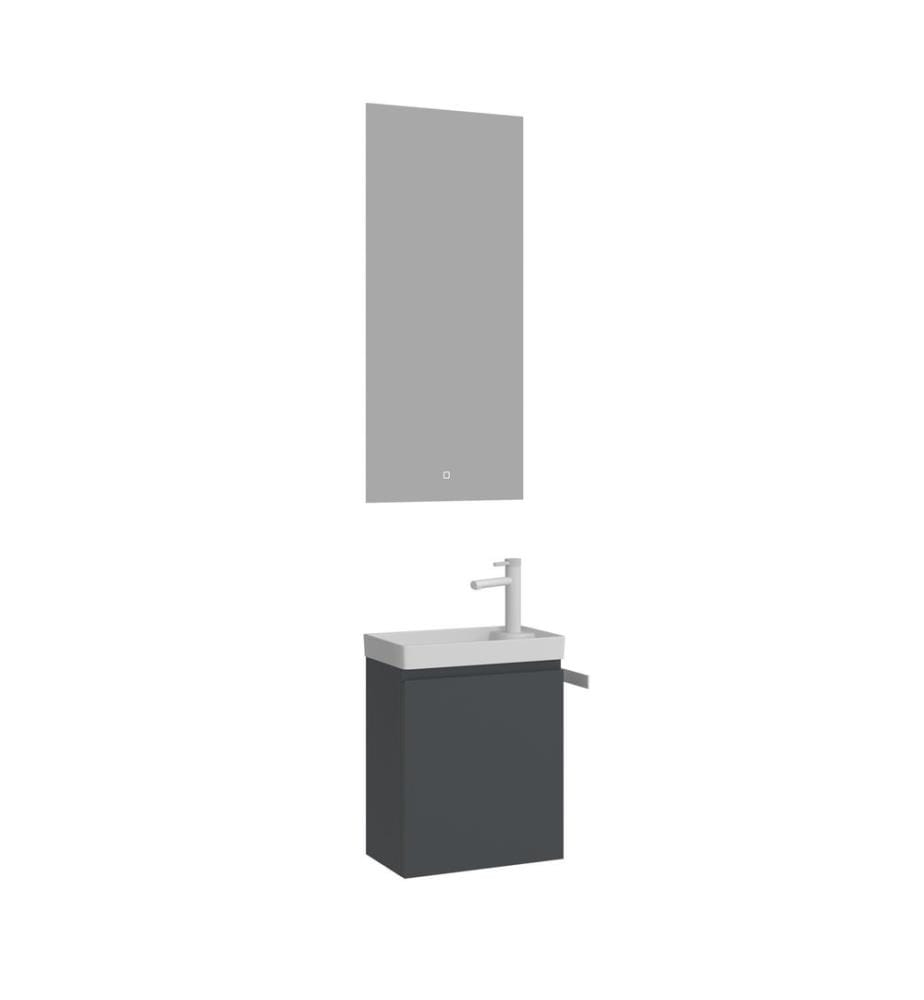 Badezimmerschrank mit Waschbecken und Spiegel 2-teilig matt anthrazit 100 % matt lackiertes MDF