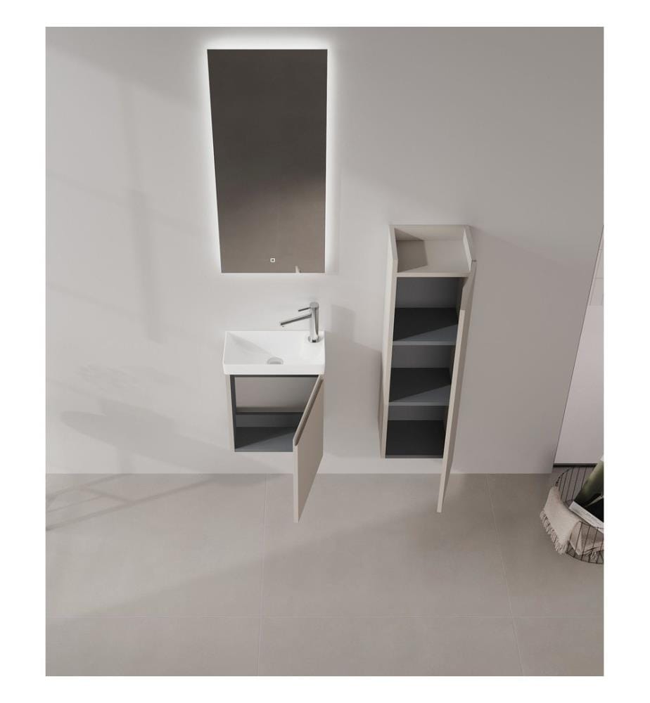 Badezimmerschrank mit Waschbecken und Spiegel 2-teilig Matt-Mink 100 % matt lackiertes MDF