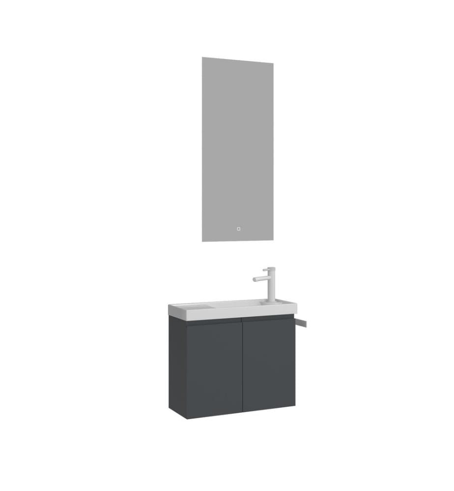 Badezimmerschrank mit Waschbecken und Spiegel 2-teilig matt anthrazit 100 % matt lackiertes MDF
