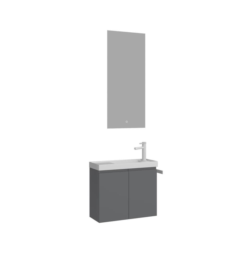 Badezimmerschrank mit Waschbecken und Spiegel 2-teilig Mattgrau 100 % matt lackiertes MDF