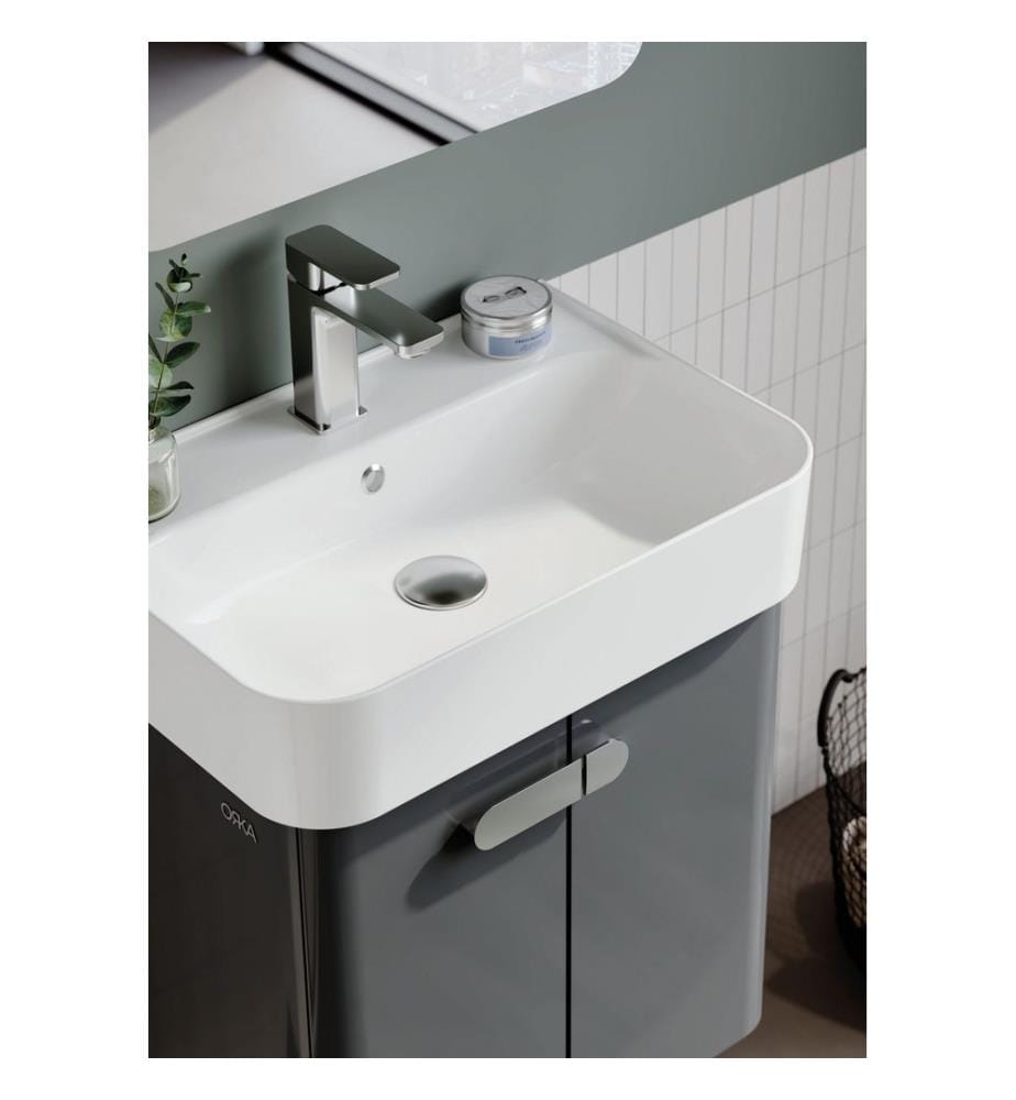 Badezimmerschrank mit Waschbecken und Spiegel 2-teilig Anthrazit 100 % hochglanzlackiertes MDF
