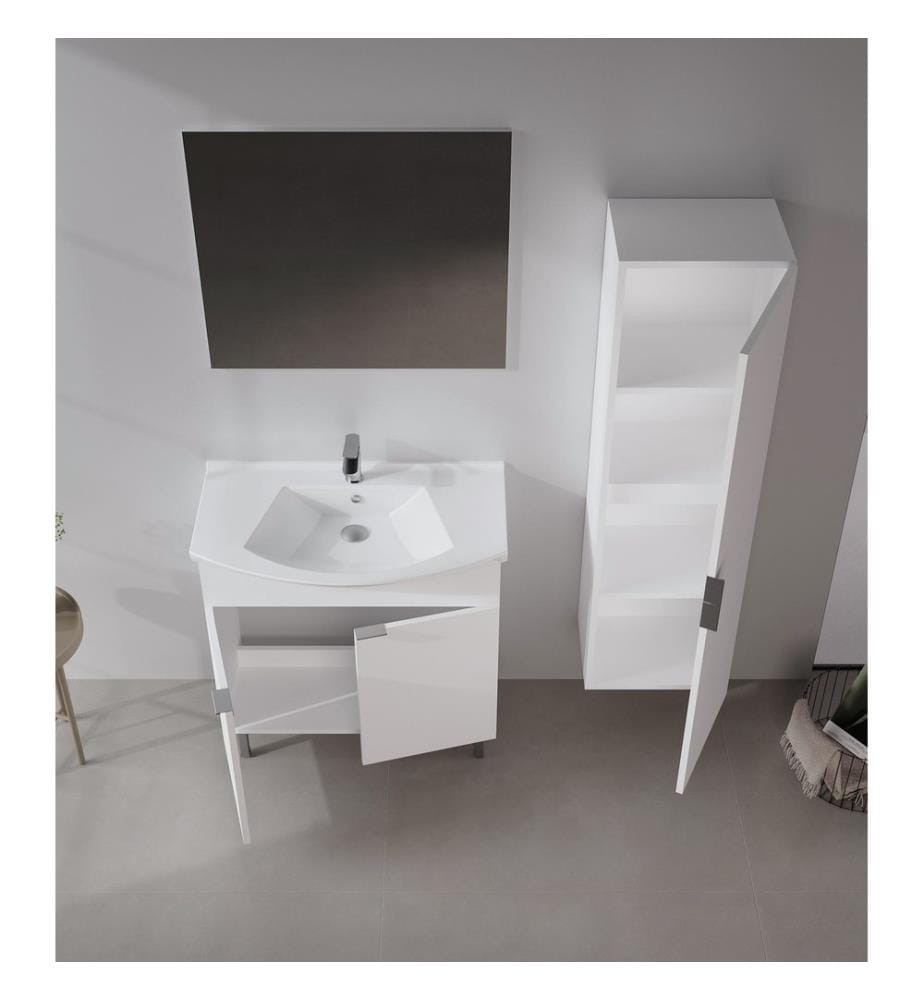 Badezimmerschrank mit Waschbecken und Spiegel 2-teilig weiss 100 % melaminbeschichtete Spanplatte