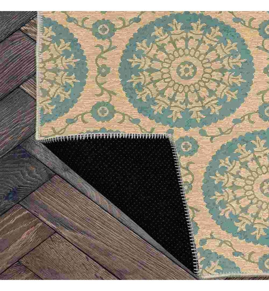 Tappeto, Blu, Crema, 70% Cotone - 30% Ciniglia, 160 x 230 cm