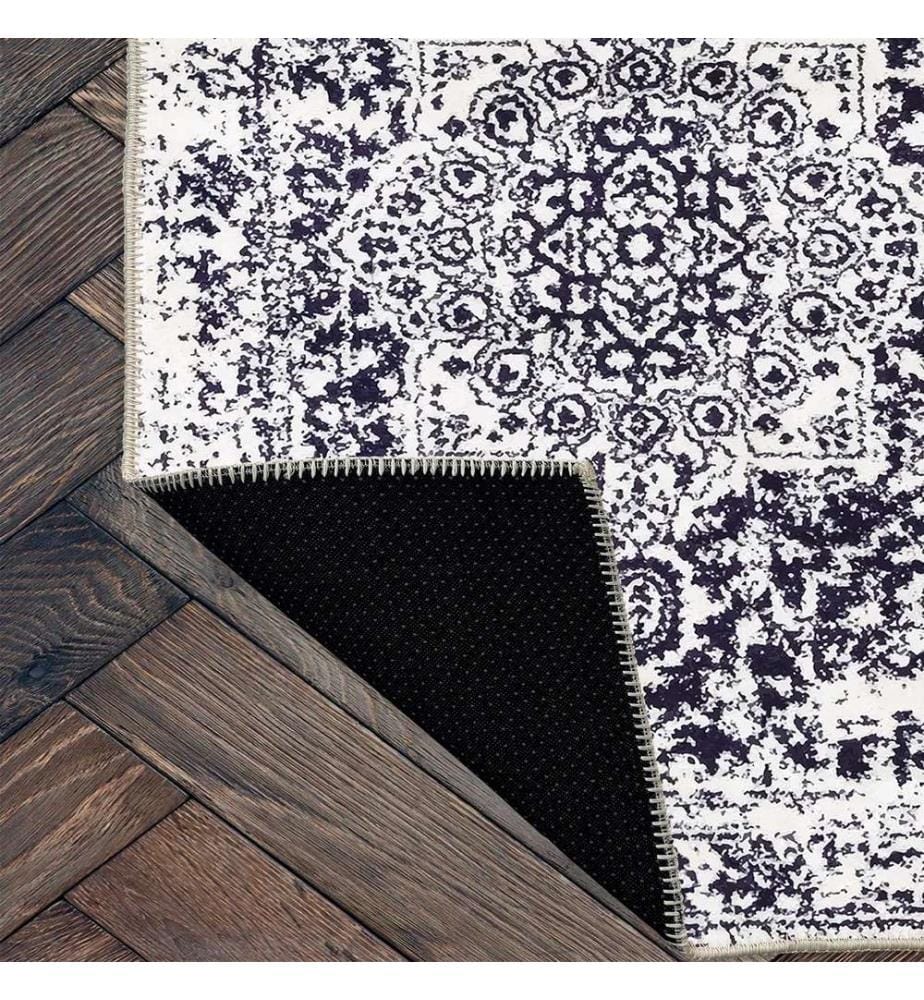 Tappeto, Bianco, Blu marino, 70% cotone - 30% ciniglia, 80 x 200 cm