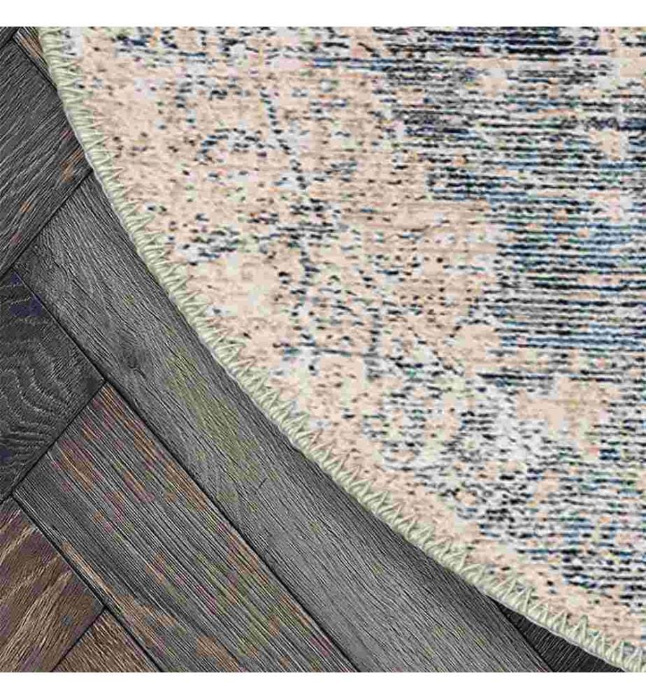 Tappeto, Blu, Crema, 70% Cotone - 30% Ciniglia, 100 x 100 cm