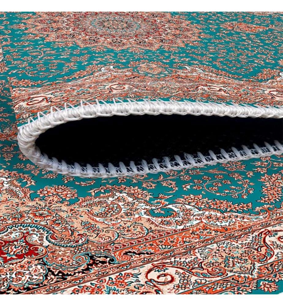 Tappeto, Blu, Arancione, 70% Cotone - 30% Ciniglia, 100 x 150 cm