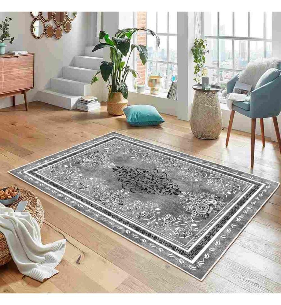 Tappeto, Grigio, 70% Cotone - 30% Ciniglia, 80 x 200 cm