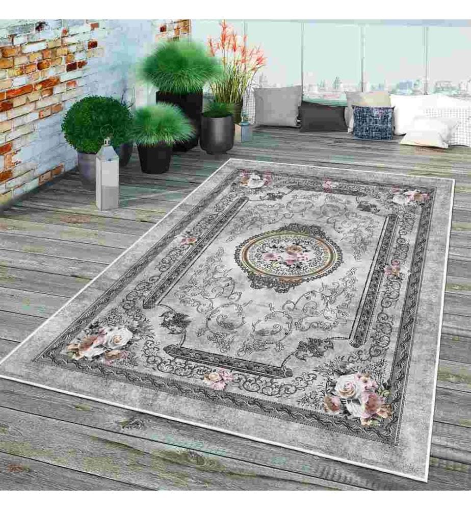 Tappeto, Grigio, 70% Cotone - 30% Ciniglia, 100 x 200 cm