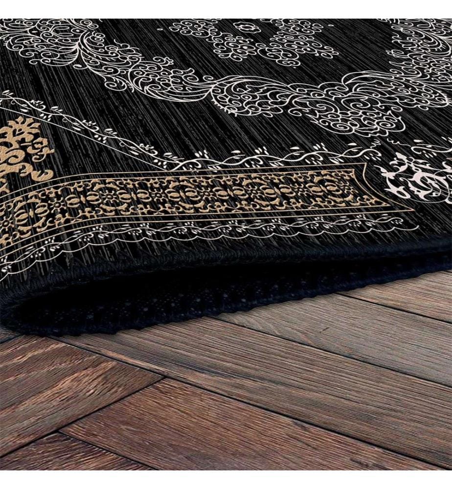 Tappeto, nero, 70% cotone - 30% ciniglia, 80 x 150 cm