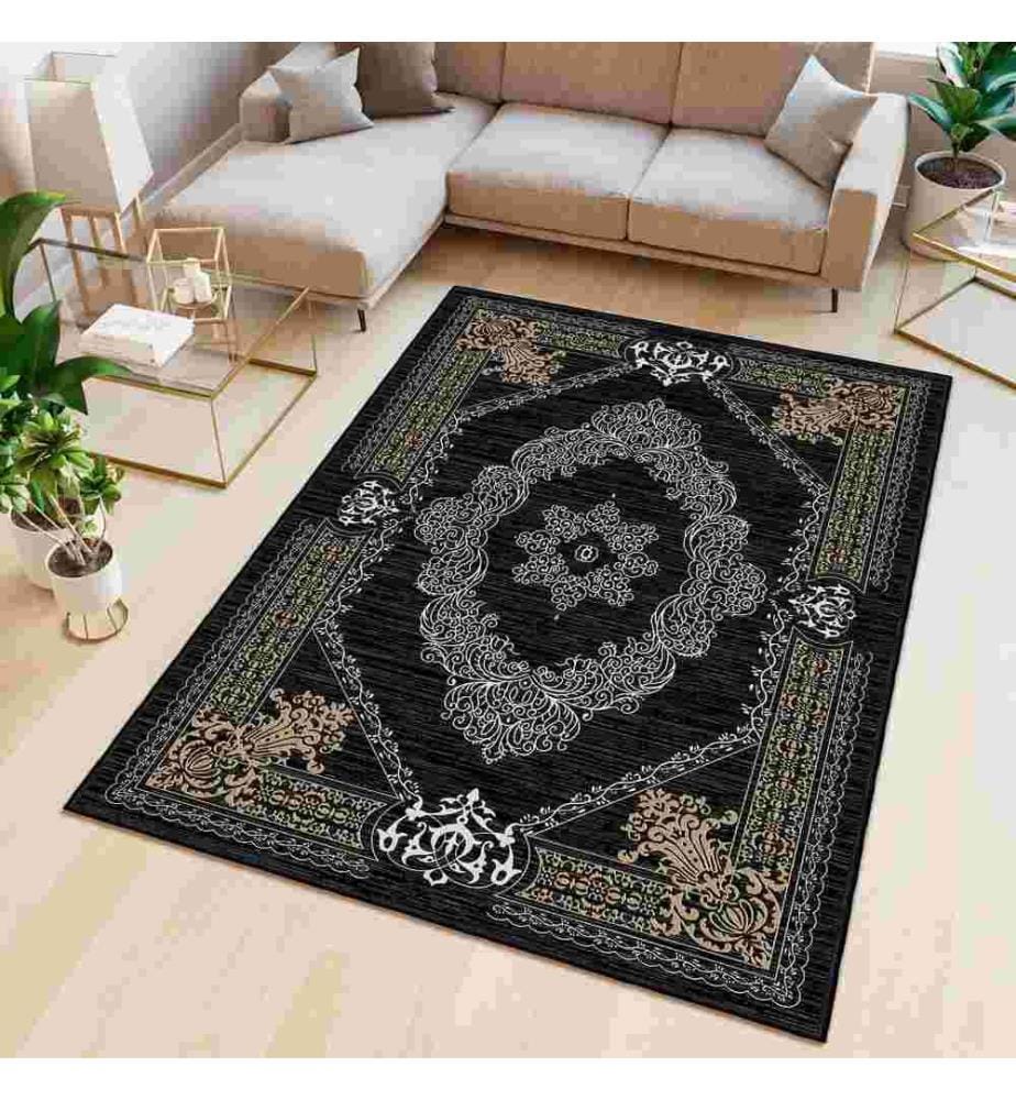 Tappeto, nero, 70% cotone - 30% ciniglia, 160 x 250 cm