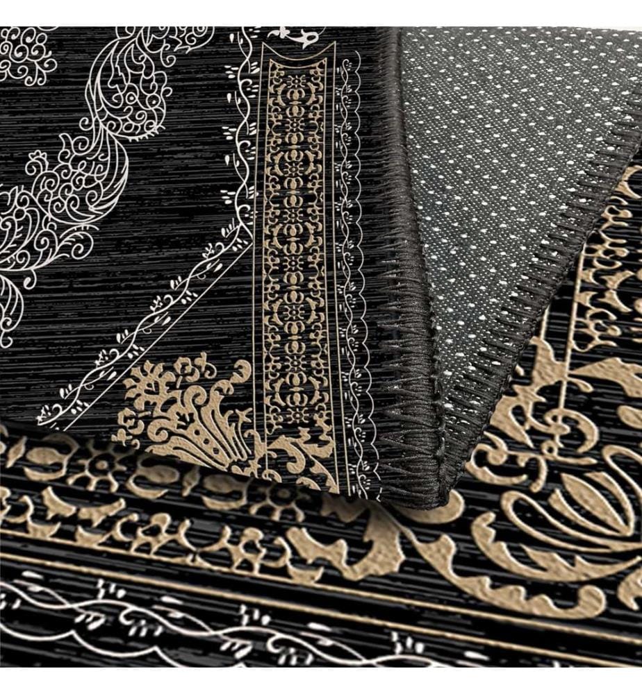 Tappeto, nero, 70% cotone - 30% ciniglia, 160 x 250 cm