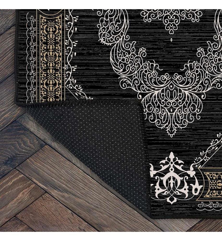 Tappeto, nero, 70% cotone - 30% ciniglia, 160 x 250 cm