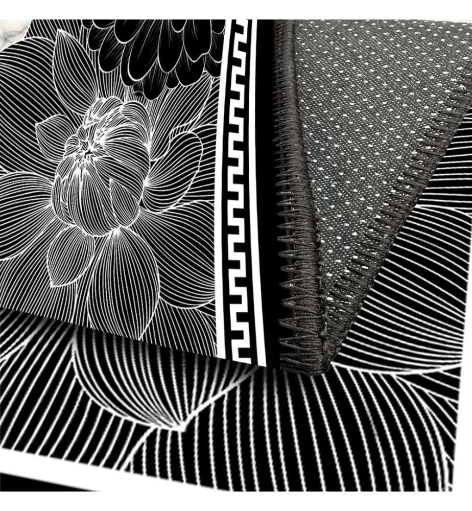 Tappeto, nero, 70% cotone - 30% ciniglia, 100 x 150 cm
